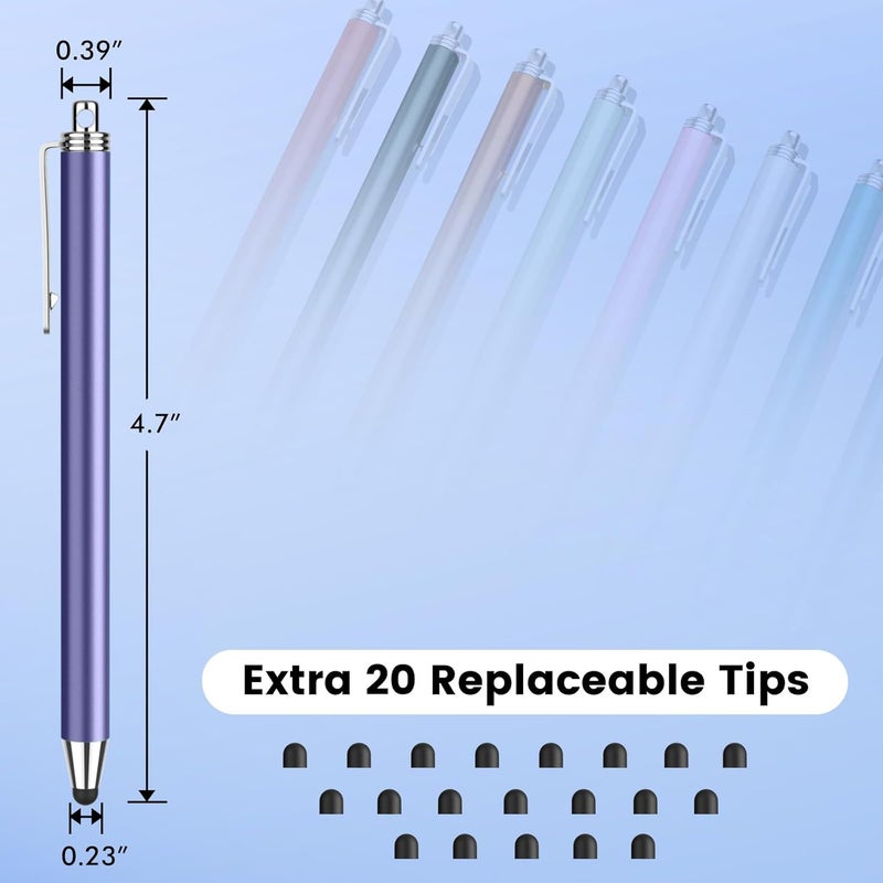 MEKO Stylus Pens for Touchscreens, 10 Pack Thin Rubber Tip Stylus Replaceable Tip Feature Bundle W/ 20 Pcs Replacement Tips for iPad iPhone Tablets Smartphone&All Touch Screen Devices(Multicolor) - Image 5